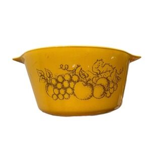 Vintage Pyrex Autumn Harvest 473 1 Qt Casserole Dish with Lid Mustard Yellow